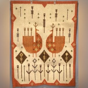 Vintage Mid century Handwoven Wool Tapestry By Eva Nemeth